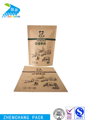 Biodegradable Kraft Paper Food Bags Resealable Attractive Glossy Printing